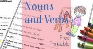 FREE noun and verb identification printable worksheet. Let your students identify and decide which words in the sentences are nouns or verbs. There are two FREE printable worksheets with lots of sentences for your students to practice #ESLteachwell #nouns #verbs #ELL #ESL #classroomfreebie